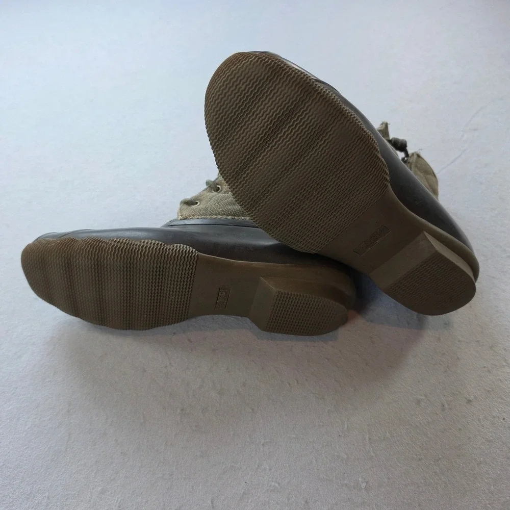 Sperry Saltwater Duck Boots Womens 7 Olive Green Brown Waterproof STS99132